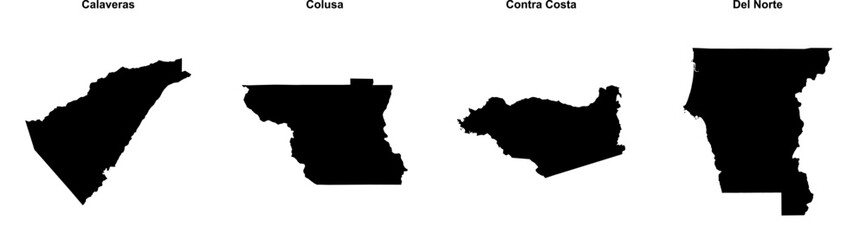 Calaveras, Colusa, Contra Costa, Del Norte outline maps