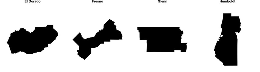 El Dorado, Fresno, Glenn, Humboldt outline maps