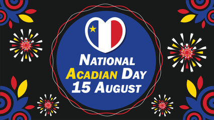 National Acadian Day  vector banner design with geometric shapes and vibrant colors on a horizontal background. Happy National Acadian Day modern minimal poster.