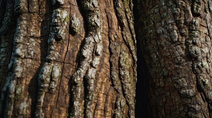 Obraz premium Detailed tree bark texture with intricate patterns and natural cracks. Perfect for nature backgrounds, rustic designs, and organic-themed projects.