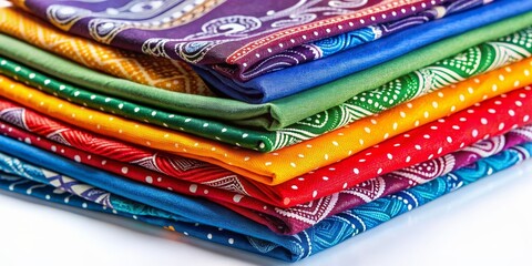 Obraz premium Colorful stack of bandanas , fashion, fabric, texture, accessory, vibrant, multicolored, pile, accessories, pattern, style
