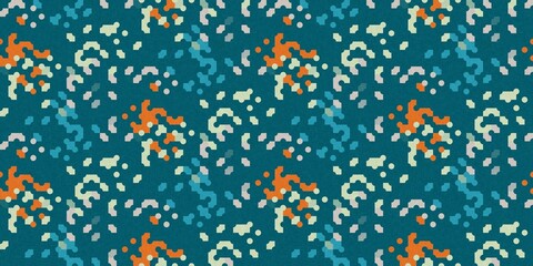 Simple glitch geometric seamless abstract banner with playful woven summer color. Bright whimsical gender neutral border bold irregular shape textile cotton effect edging.
