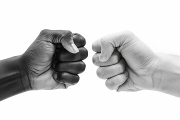 Fototapeta premium An image of teamwork, partnership, and success with hands of man, black and white