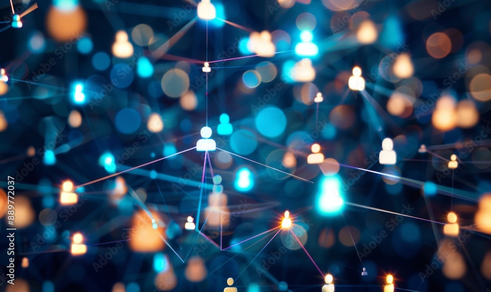 Poster on a dark background, modern wireless technologies provide communication and networking