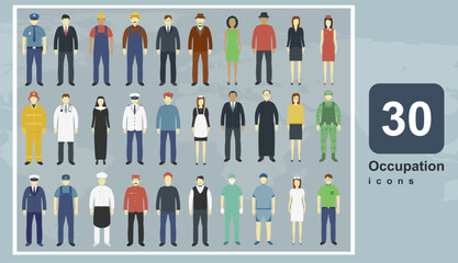 People of different occupations. Professions icons set. Flat design. Vector illustration