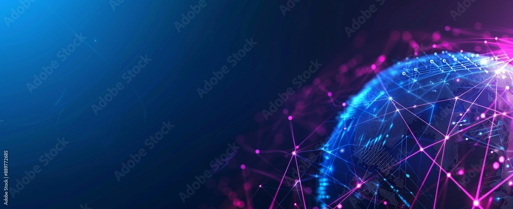 Poster digital hologram and internet of things on a city background. wireless systems for the 5g network.
