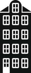 Naklejka premium Traditional dutch building facade featuring multiple windows and an arched rooftop window
