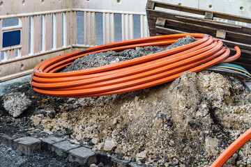 Fiber optic cable on construction site