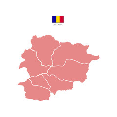 Obraz premium Silhouette and colored (red) andorra map vector illustration map Europe