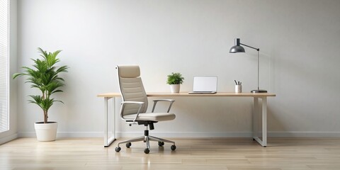 Nordic minimalist workspace with a sleek ergonomic chair , Scandinavian, modern, clean, simple