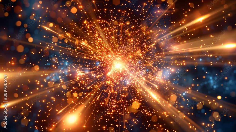 Wall mural indistinct fireworks burst in night sky.