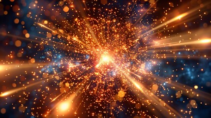 Fototapeta premium Indistinct fireworks burst in night sky.