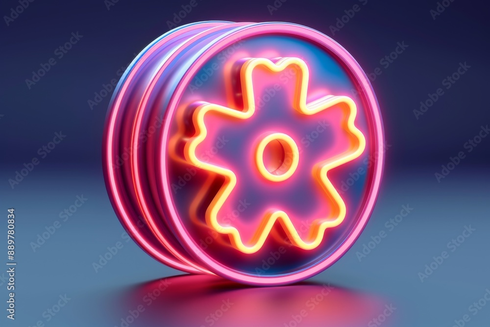 Poster vibrant and dynamic digital artwork with neon circular shapes creating an energetic and futuristic v