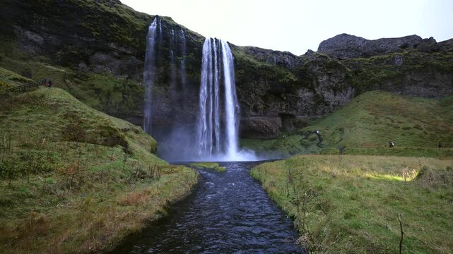 The stunning waterfall Seljalandsfoss in Iceland
