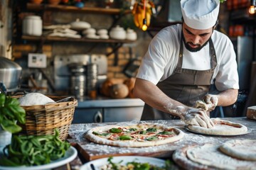 Pizza Maker Creating a Delicious Pizza