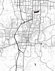Fototapeta premium Minimalist white map of Fayetteville, Arkansas – A modern map print highlighting infrastructure of the city, useful for tourism purposes 