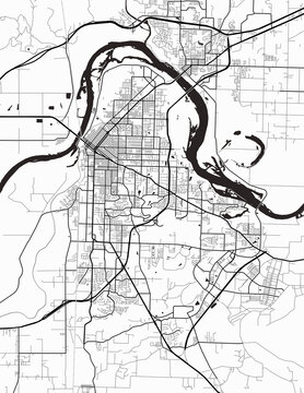 Minimalist white map of Fort Smith, Arkansas &ndash; A modern map print highlighting infrastructure of the city, useful for tourism purposes
