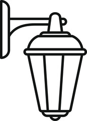 Simple and elegant line art icon of a street lamp, perfect for representing urban lighting and nighttime ambiance