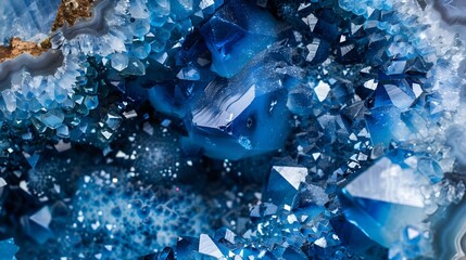 Closeup of blue sapphire crystal geode gemstone