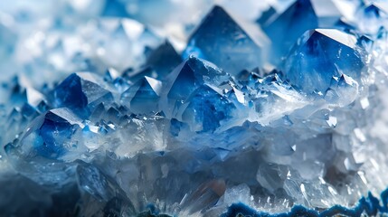 Obraz premium Closeup of blue sapphire crystal geode gemstone