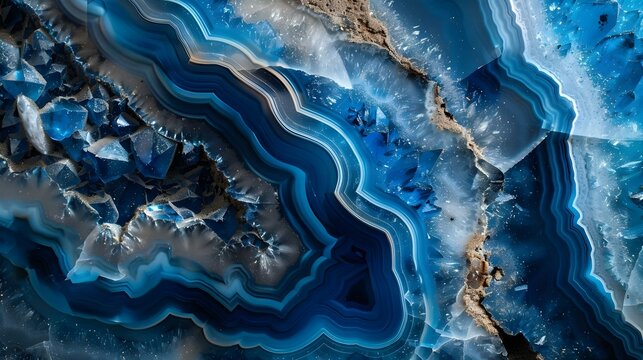 Macro close-up of blue agate crystals