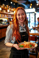 Female Waiter with Long Hair, Promotionnal photography, Culinary Class Highlights, Kitchen Training Sessions, Hands-on Culinary Education, Gastronomy Workshops, Culinary Arts Photography.