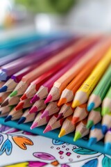 Coloring Book with Fairies and Magical Creatures, Colorful Pencils