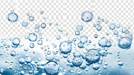 Transparent soda bubbles and drops of water