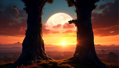Beautiful Sunrise with Fantasy-Like Elements