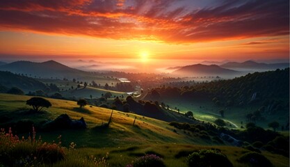 Beautiful Sunrise with Fantasy-Like Elements