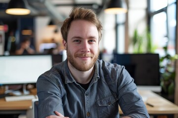 Fototapeta premium Software Developer at Work in a Modern Office
