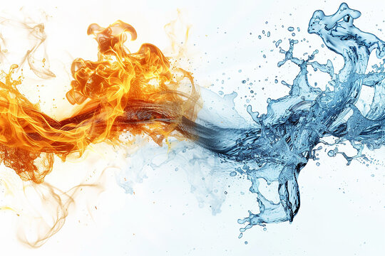 Fire and water clashing together, creating a striking contrast between the elements.