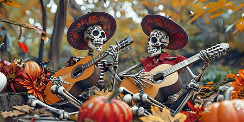 Obraz premium sugar skull band, ai generated.