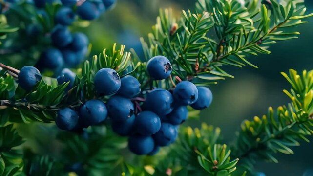 A fresh juniper berry on the branch