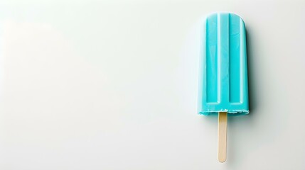 Turquoise Popsicle on a white Background with Copy Space
