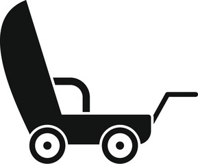 Black silhouette of a baby carriage, symbolizing baby transportation and care