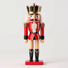 Fototapeta premium A high-quality stock image of a Christmas nutcracker on a white isolated background. The nutcracker is intricately designed, embodying festive traditions and holiday charm. AI generation.
