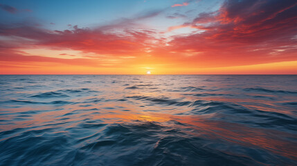 Obraz premium Tranquil Ocean Sunset With Golden and Orange Hues
