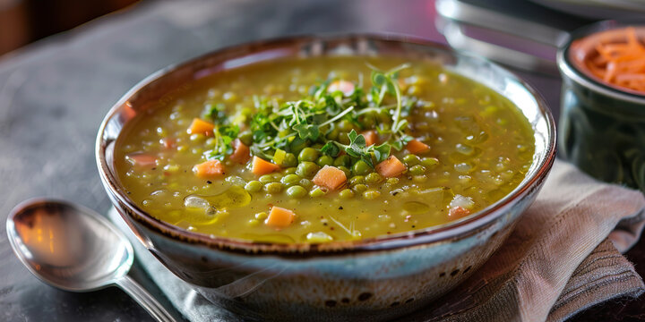 Split pea soup on the table