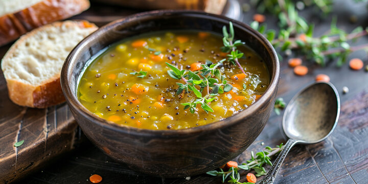 Split pea soup on the table