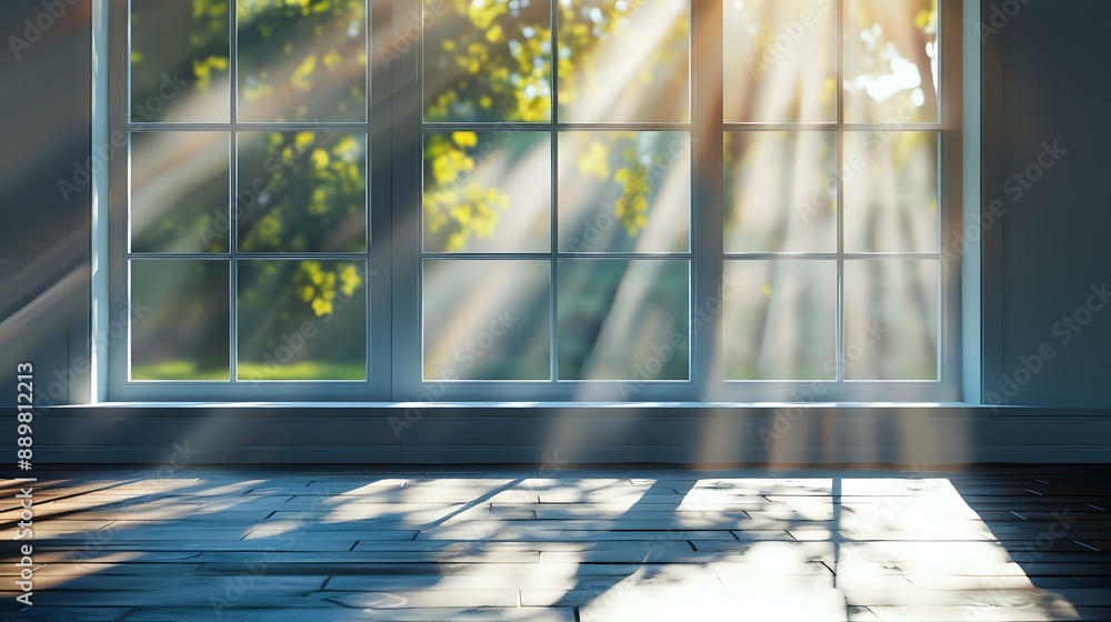 Aufkleber sunlit room with soft shadows from a window, creating a peaceful ambiance. ideal for themes of tranq