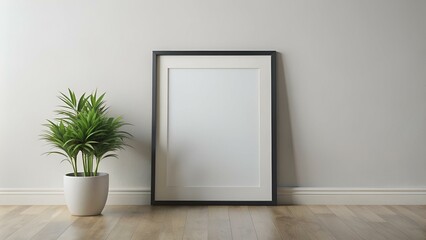 Black frame mockup on white wall, 3:4 ratio, 30x40 cm, 18x24". empty poster frame mock up,. 3d rendering
