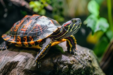 Obraz premium Captivating indoor photo displaying a charming turtle in a comfortable domestic environment