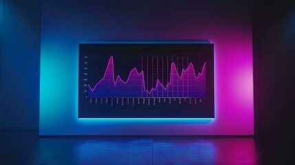 Digital graph with neon colors on a dark screen. Perfect for data visualization, technology, and finance themes.