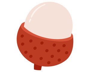 Fruit lychee in cartoon hand drawn simple style. Editable variable color