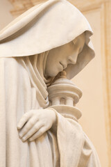 ASSISI, ITALY - MAY 17, 2024: The marble statue of St. Clare in Cathedral San Rufino by Giovanni...