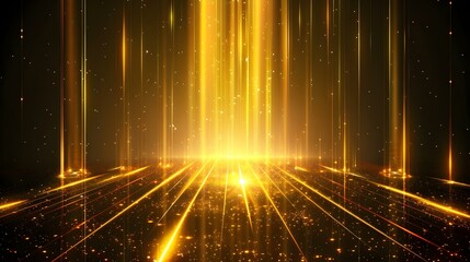 Vertical gold line with light and speed flare effect
