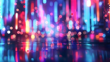 Blurred neon lights background of a cityscape