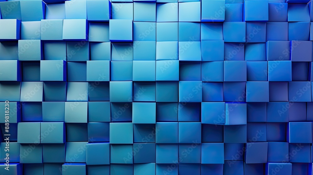 Poster blue gradient with geometric square patterns, ideal for calendars and screensavers