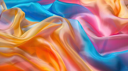Obraz premium Close-up of a colorful silk fabric texture, perfect for design and textile inspiration
